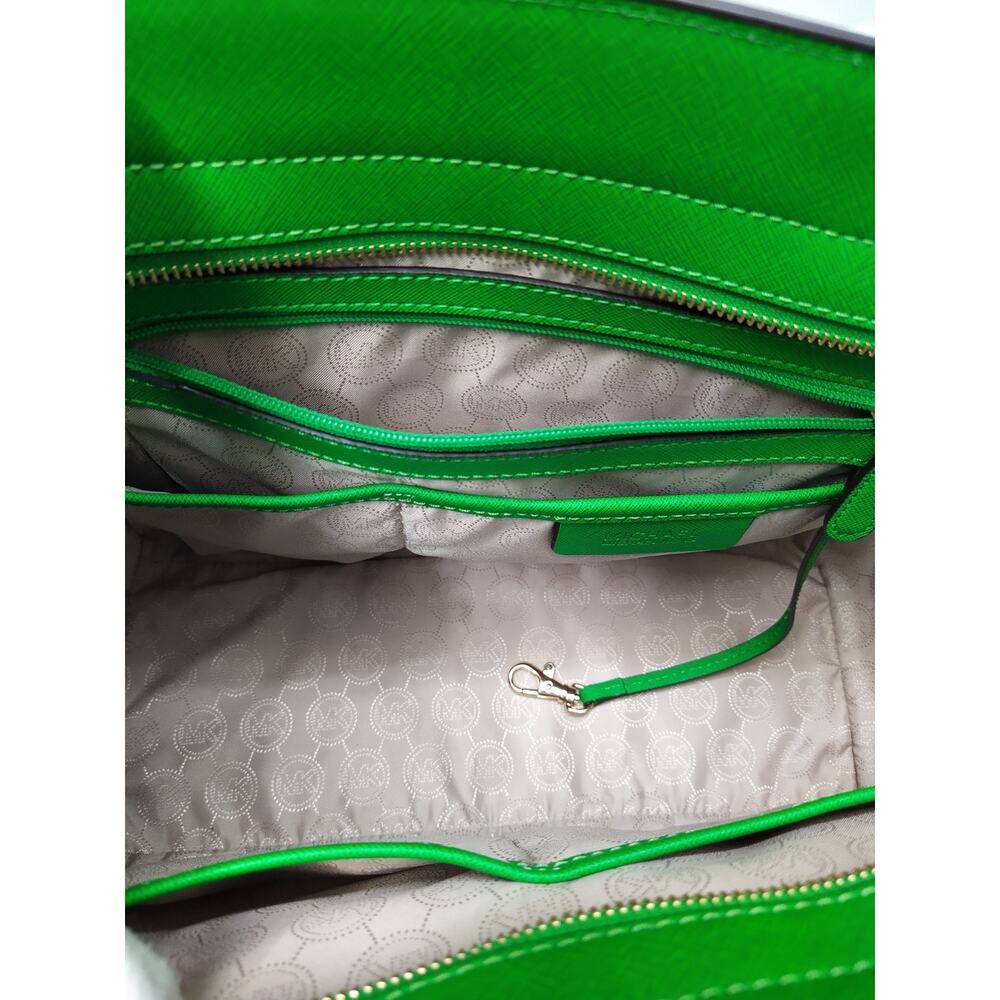 Michael Kors Green Leather Grommets Double Handles Satchel Bag - Picture 13 of 16